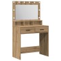 Mesa de Tocador con Luces LED de Roble Artesanal 79x41x135 cm de , Tocadores para dormitorios - Ref: Foro24-865090, Precio: 1...