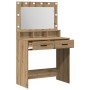 Mesa de Tocador con Luces LED de Roble Artesanal 79x41x135 cm de , Tocadores para dormitorios - Ref: Foro24-865090, Precio: 1...