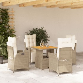 Set comedor de jardín 5 pzas con cojines ratán sintético beige en Conjuntos de jardín | Comprar online en Foru.es