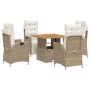 Set comedor de jardín 5 pzas con cojines ratán sintético beige en Conjuntos de jardín | Comprar online en Foru.es