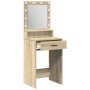 Mesa de tocador con luces LED, color Roble Sonoma, 50x41x135 cm de , Tocadores para dormitorios - Ref: Foro24-865093, Precio:...