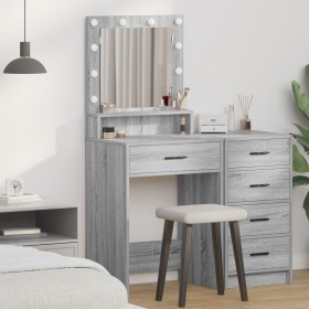 Mesa de tocador con luces LED Gris Sonoma 50x41x135 cm de , Tocadores para dormitorios - Ref: Foro24-865096, Precio: 97,73 €,...