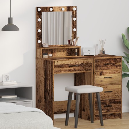 Mesa de tocador  con luces LED de madera envejecida 50x41x135 cm | Foro24.es | Tu tienda online para hogar, jardín y más Foro24.es