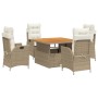Set comedor de jardín 5 pzas con cojines ratán sintético beige en Conjuntos de jardín | Comprar online en Foru.es