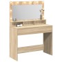 Tocador con Luces LED Sonoma Roble 100x41x135 cm de , Tocadores para dormitorios - Ref: Foro24-865102, Precio: 125,28 €, Desc...