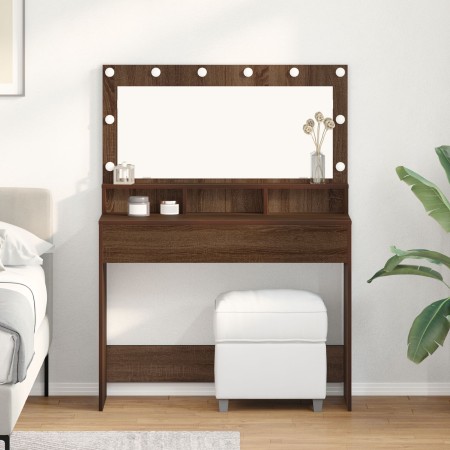 Mesa de tocador  con luces LED en color Roble Marrón, 100x41x135 cm | Foro24.es | Tu tienda online para hogar, jardín y más Foro24.es