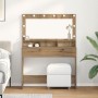 Mesa de maquillaje con luces LED en roble artesanal, 100x41x135 cm de , Tocadores para dormitorios - Ref: Foro24-865108, Prec...