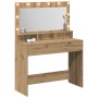 Mesa de maquillaje con luces LED en roble artesanal, 100x41x135 cm de , Tocadores para dormitorios - Ref: Foro24-865108, Prec...