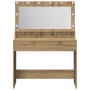 Mesa de maquillaje con luces LED en roble artesanal, 100x41x135 cm de , Tocadores para dormitorios - Ref: Foro24-865108, Prec...