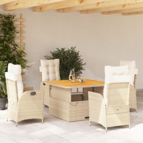 Set comedor de jardín 5 pzas con cojines ratán sintético beige en Conjuntos de jardín | Comprar online en Foru.es