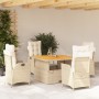 Set comedor de jardín 5 pzas con cojines ratán sintético beige en Conjuntos de jardín | Comprar online en Foru.es