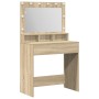 Mesa de Maquillaje con Luces LED Roble Sonoma 79x41x135 cm de , Tocadores para dormitorios - Ref: Foro24-865111, Precio: 113,...