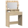Mesa de Maquillaje con Luces LED Roble Sonoma 79x41x135 cm de , Tocadores para dormitorios - Ref: Foro24-865111, Precio: 113,...