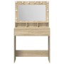 Mesa de Maquillaje con Luces LED Roble Sonoma 79x41x135 cm de , Tocadores para dormitorios - Ref: Foro24-865111, Precio: 113,...