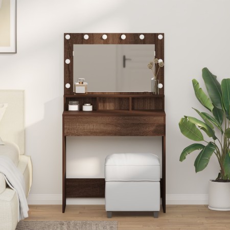 Mesa de Tocador  con Luces LED en Roble Marrón 79x41x135 cm | Foro24.es | Tu tienda online para hogar, jardín y más Foro24.es