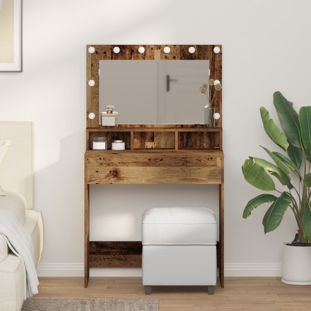 Mesa de tocador  con luces LED de madera antigua 79x41x135 cm | Foro24.es | Tu tienda online para hogar, jardín y más Foro24.es