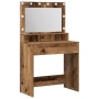 Mesa de tocador  con luces LED de madera antigua 79x41x135 cm | Foro24.es | Tu tienda online para hogar, jardín y más Foro24.es