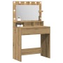 Mesa de tocador con luces LED de roble artesanal 79x41x135 cm de , Tocadores para dormitorios - Ref: Foro24-865117, Precio: 1...