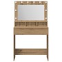 Mesa de tocador con luces LED de roble artesanal 79x41x135 cm de , Tocadores para dormitorios - Ref: Foro24-865117, Precio: 1...