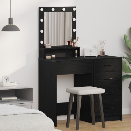 Mesa de maquillaje con luces LED en roble negro 50x41x135 cm de , Tocadores para dormitorios - Ref: Foro24-865119, Precio: 94...