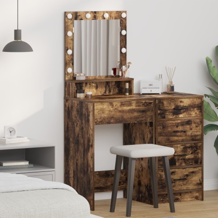 Mesa de tocador  con luces LED en roble ahumado 50x41x135 cm | Foro24.es | Tu tienda online para hogar, jardín y más Foro24.es