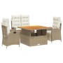 Set de comedor jardín con cojines 4 pzas ratán sintético beige en Conjuntos de jardín | Comprar online en Foru.es