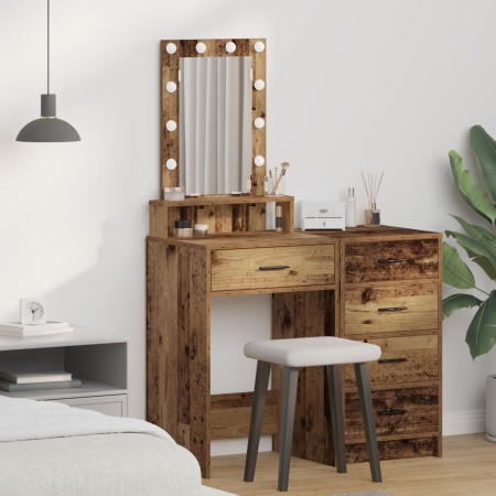 Mesa de tocador con luces LED Madera vieja 50x41x140 cm de , Tocadores para dormitorios - Ref: Foro24-865161, Precio: 92,84 €...