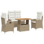 Set de comedor jardín con cojines 4 pzas ratán sintético beige en Conjuntos de jardín | Comprar online en Foru.es