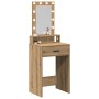 Mesa de tocador con luces LED, roble artesanal, 50x41x140 cm de , Tocadores para dormitorios - Ref: Foro24-865162, Precio: 94...