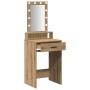 Mesa de tocador con luces LED, roble artesanal, 50x41x140 cm de , Tocadores para dormitorios - Ref: Foro24-865162, Precio: 94...
