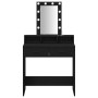 Mesa de tocador con luces LED en roble negro 79x41x140 cm de , Tocadores para dormitorios - Ref: Foro24-865164, Precio: 118,9...