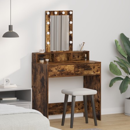 Mesa de tocador  con luces LED en roble ahumado 79x41x140 cm | Foro24.es | Tu tienda online para hogar, jardín y más Foro24.es