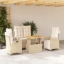Set de comedor jardín con cojines 4 pzas ratán sintético beige en Conjuntos de jardín | Comprar online en Foru.es
