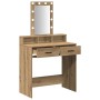 Mesa de tocador rústica con luces LED de roble 79x41x140 cm de , Tocadores para dormitorios - Ref: Foro24-865171, Precio: 116...