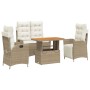 Set de comedor jardín con cojines 4 pzas ratán sintético beige en Conjuntos de jardín | Comprar online en Foru.es