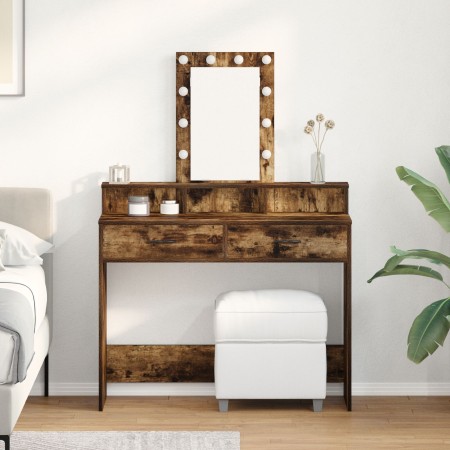 Mesa de tocador  con luces LED Roble ahumado 100x41x140 cm | Foro24.es | Tu tienda online para hogar, jardín y más Foro24.es