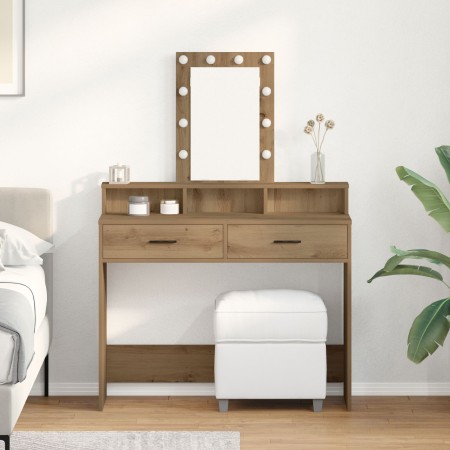 Mesa de tocador  con luces LED en roble artesano 100x41x140 cm | Foro24.es | Tu tienda online para hogar, jardín y más Foro24.es