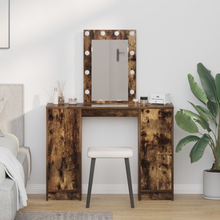 mesa de tocador  con luces LED Roble Ahumado 102x33x135 cm | Foro24.es | Tu tienda online para hogar, jardín y más Foro24.es