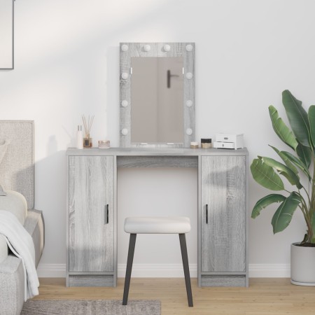 Mesa de tocador  con luces LED gris Sonoma 102x33x135 cm | Foro24.es | Tu tienda online para hogar, jardín y más Foro24.es