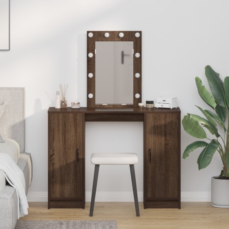 Mesa de tocador  con luces LED Roble Marrón 102x33x135 cm | Foro24.es | Tu tienda online para hogar, jardín y más Foro24.es