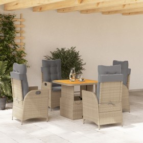Set comedor de jardín 5 pzas con cojines ratán sintético beige en Conjuntos de jardín | Comprar online en Foru.es