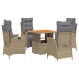 Set comedor de jardín 5 pzas con cojines ratán sintético beige en Conjuntos de jardín | Comprar online en Foru.es