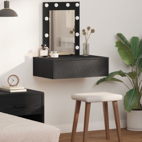 Mesa de Tocador Montada en la Pared con Luces LED - Roble Negro de , Tocadores para dormitorios - Ref: Foro24-865218, Precio:...