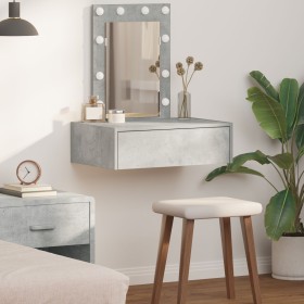 Mesa de tocador colgante con luces LED en Gris Concreto de , Tocadores para dormitorios - Ref: Foro24-865220, Precio: 85,20 €...