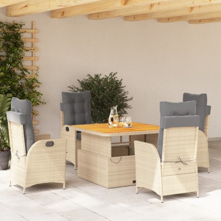 Set comedor de jardín 5 pzas con cojines ratán sintético beige en Conjuntos de jardín | Comprar online en Foru.es