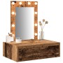 Mesa de Tocador Montada en la Pared con Luces LED de Madera Envejecida de , Tocadores para dormitorios - Ref: Foro24-865224, ...