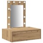 Mesa de tocador colgante con luces LED - Roble artesano de , Tocadores para dormitorios - Ref: Foro24-865225, Precio: 86,07 €...