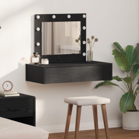 Mesa de Tocador Montada en la Pared con Luces LED en Roble Negro de , Tocadores para dormitorios - Ref: Foro24-865227, Precio...