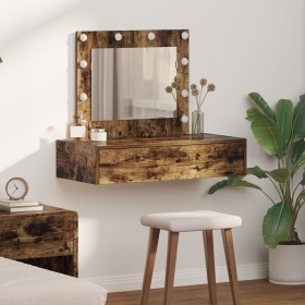 Mesa de tocador colgante con luces LED en roble ahumado de , Tocadores para dormitorios - Ref: Foro24-865230, Precio: 101,70 ...