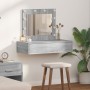 Mesa de tocador montada en la pared  con luces LED gris sonoma | Foro24.es | Tu tienda online para hogar, jardín y más Foro24.es